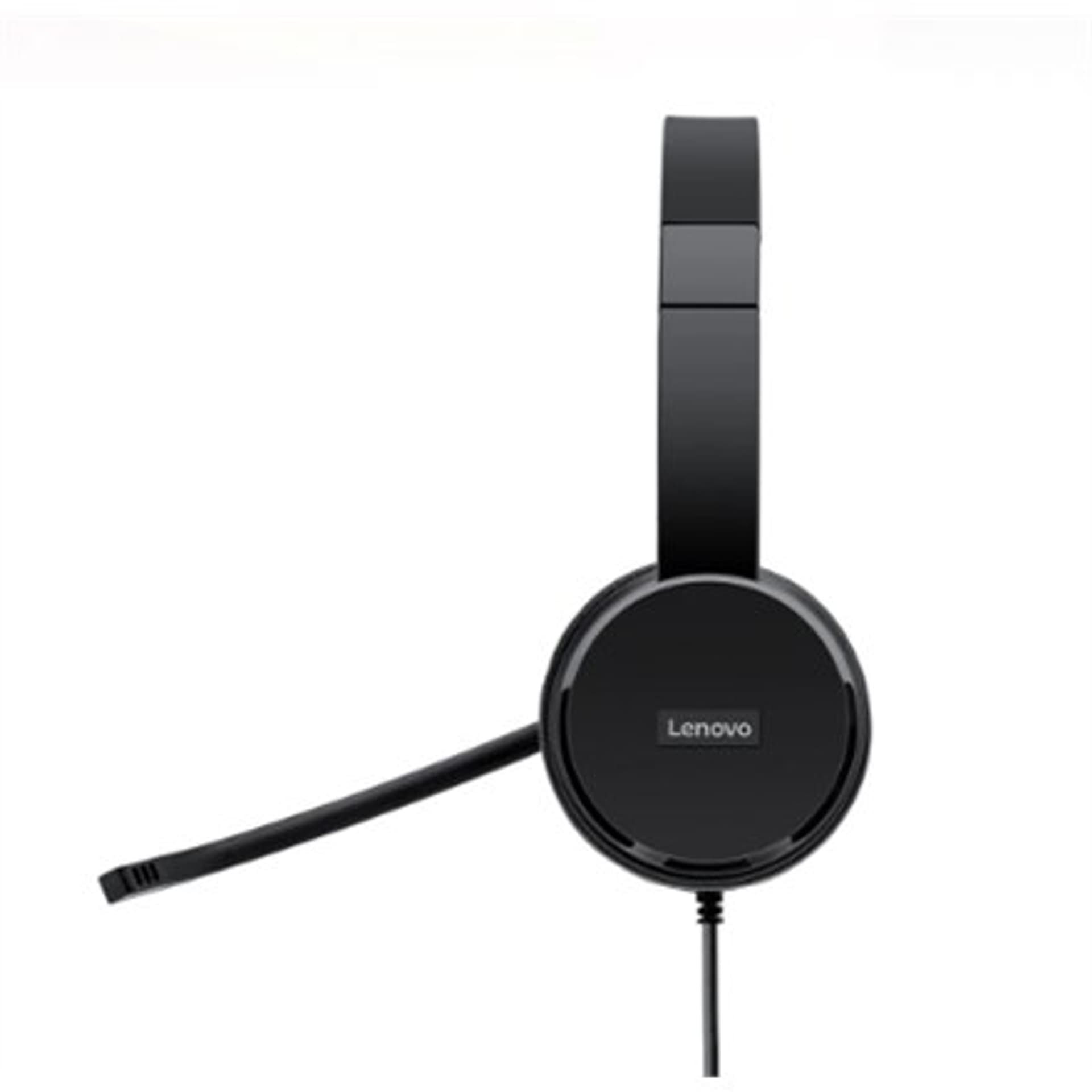 

Lenovo 100 USB Stereofoniczny zestaw słuchawkowy mikrofon, USB Typ-A