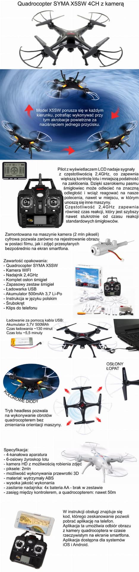 

Syma X5SW Dron R/C WiFi Kamera FPV