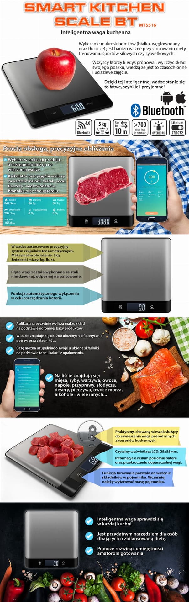 

Waga kuchenna SMART KITCHEN SCALE BT MT5516