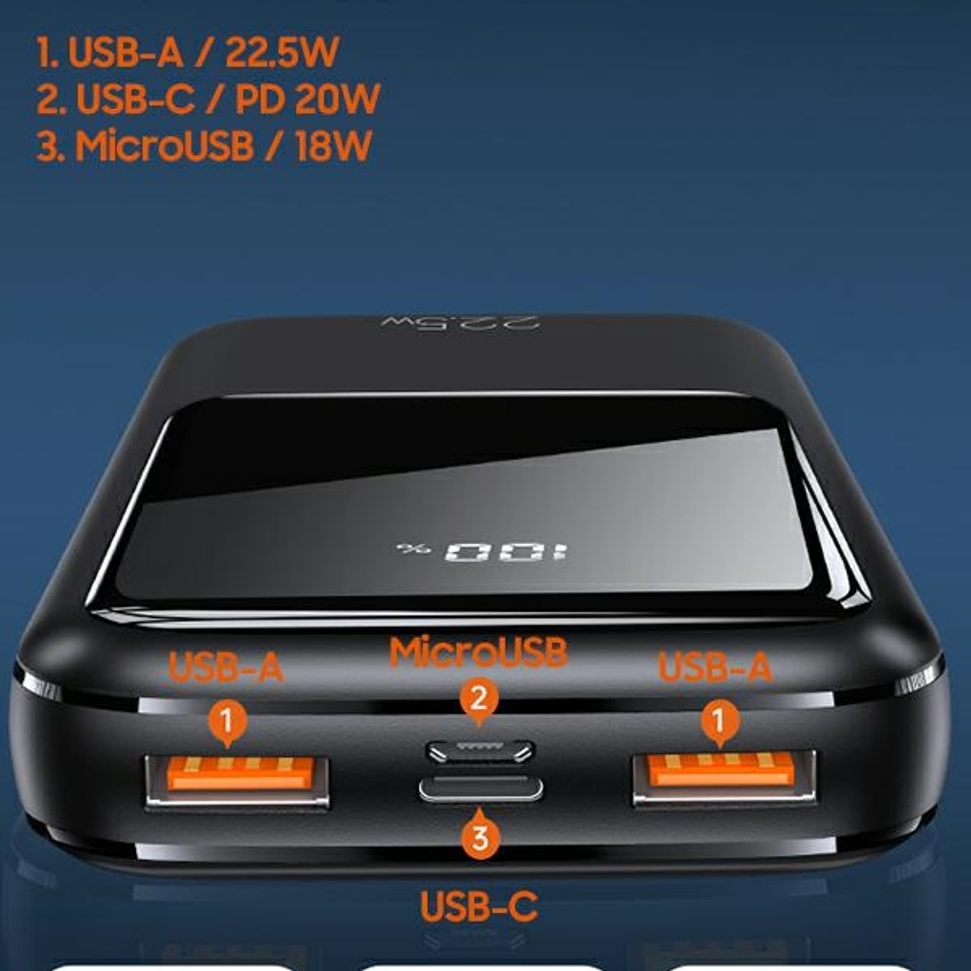 

USAMS Powerbank PB58 20000mAh 22.5W Dual QC+PD Fast Charge czarny/black 20KCD17701 (US-CD177)