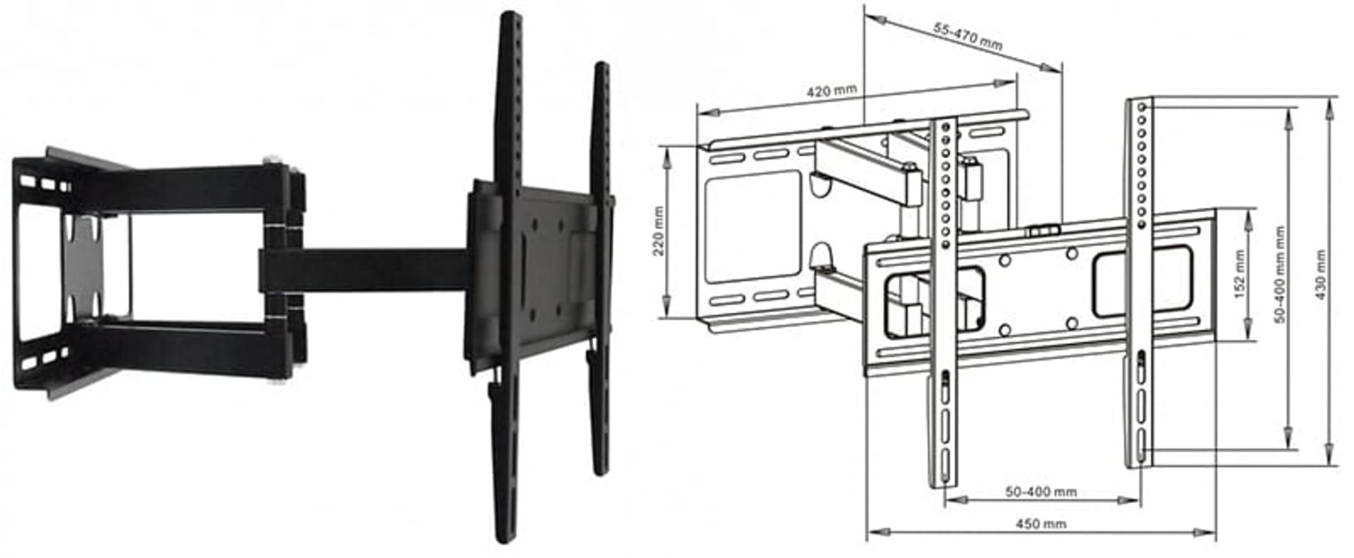 

Uchwyt do TV, wieszak 23-55` Art AR-70 regulowany
