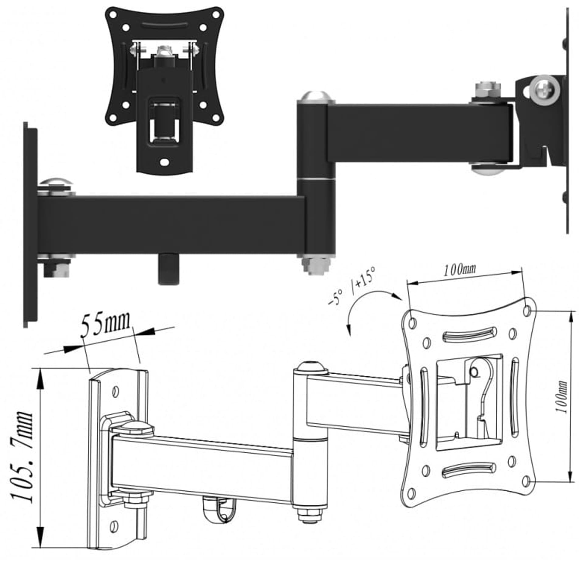 

Uchwyt do TV, wieszak 10-27" Art AR-82 regulowany