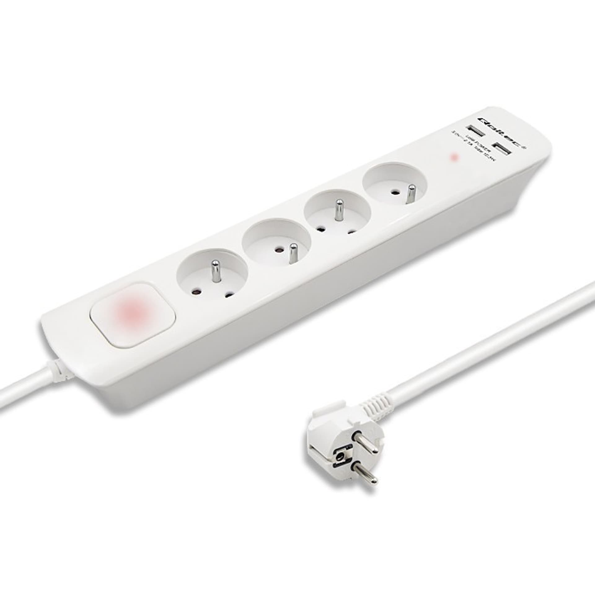 

Listwa antyprzepięciowa | 4 gniazda | 2xUSB | 1.8m | Biała