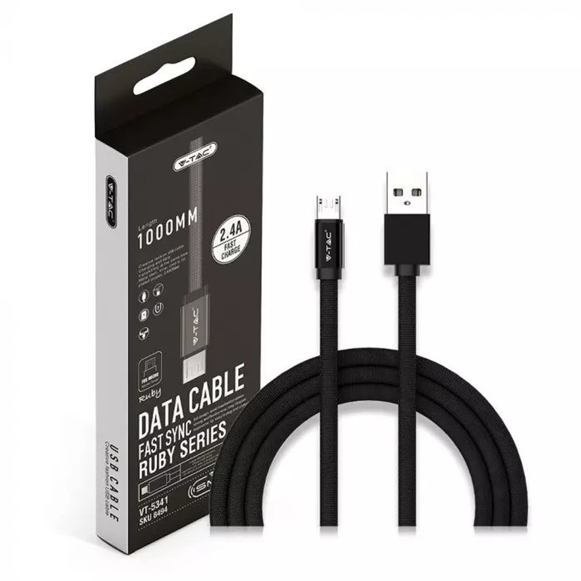 

Kabel USB M - microUSB M 1M 2.4A
