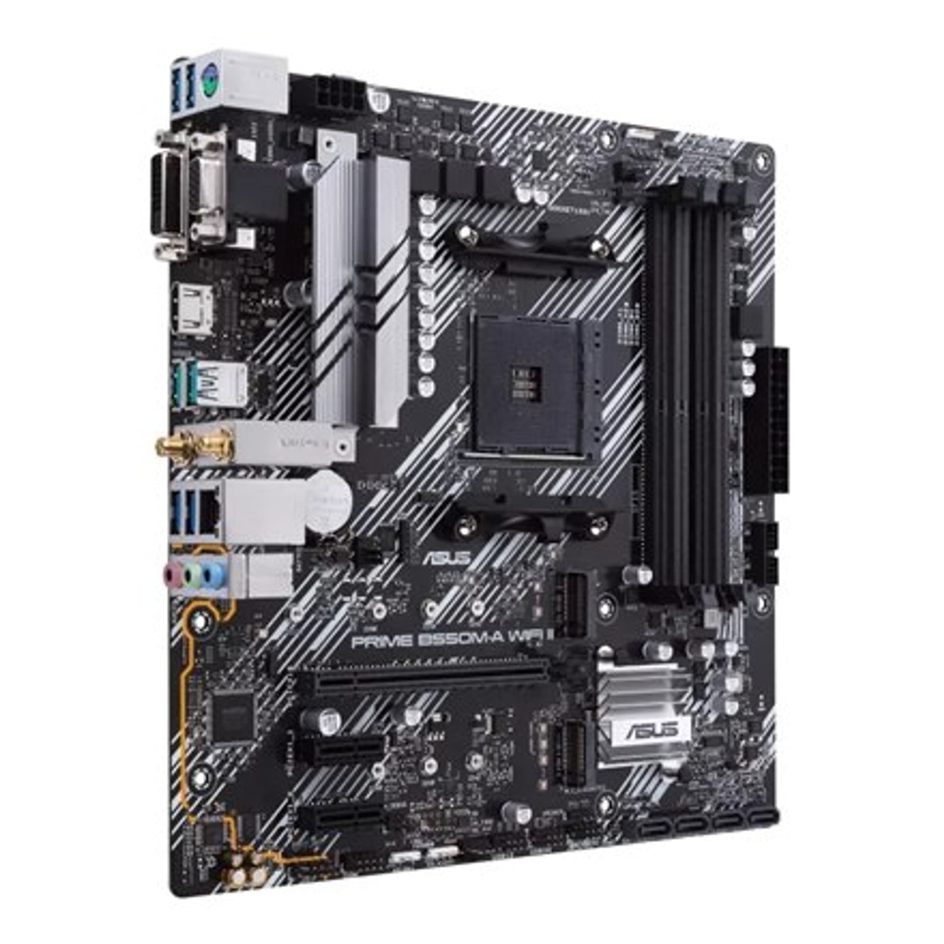 

Asus PRIME B550M-A WIFI II Processor family AMD, Processor socket AM4, DDR4 DIMM, Memory slots 4, Supported hard disk drive inte