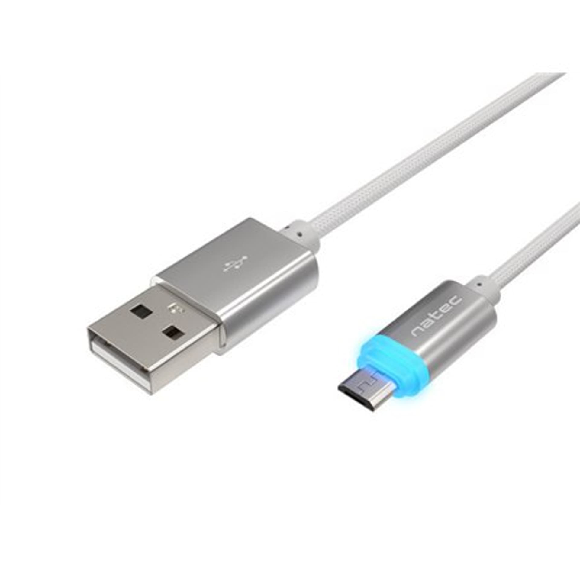 

Natec Prati, USB Micro to Type A Cable 1m, LED, Silver