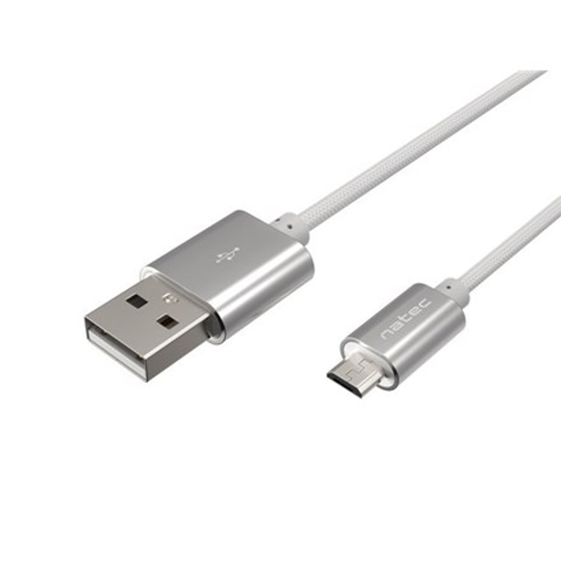 

Natec Prati, USB Micro to Type A Cable 1m, Nylon, Silver