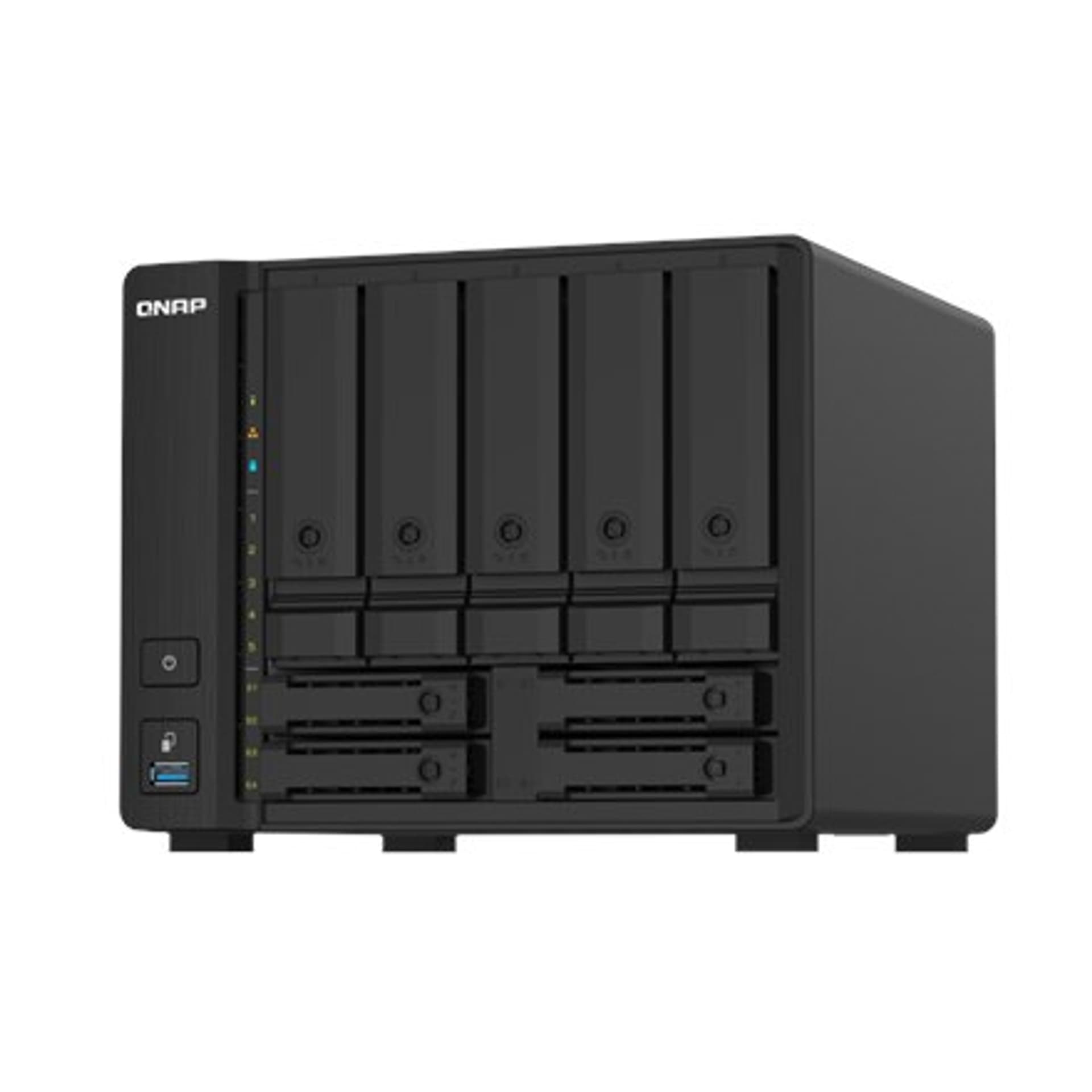 

QNAP 9-Bay QTS NAS TS-932PX-4G Up to 9 HDD/SSD Hot-Swap, AL324 ARM Cortex-A57 Quad-Core, Processor frequency 1.7 GHz, 4 GB, DDR4