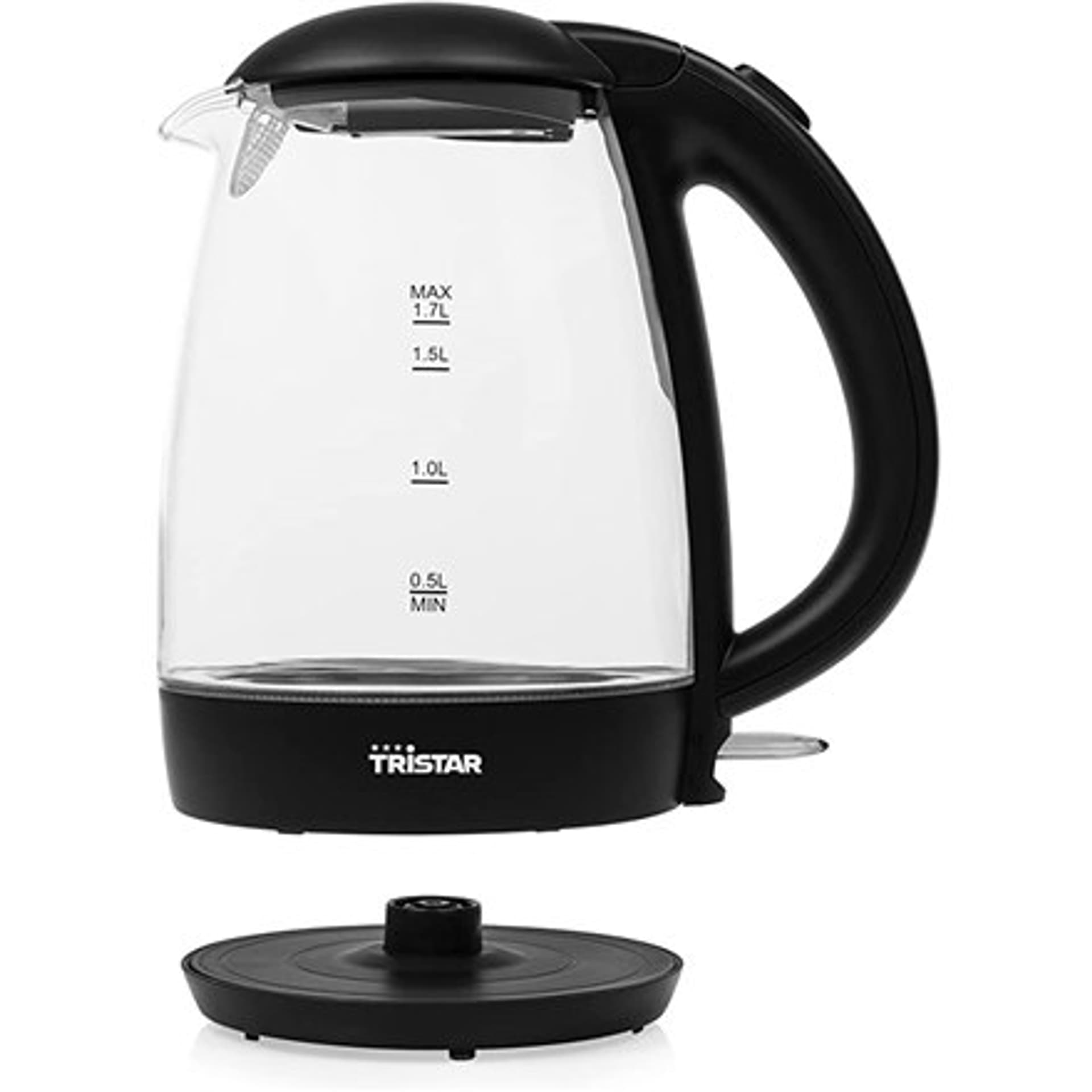 

Czajnik z dzbankiem Tristar WK-3400 Standard, 2200 W, 1,7 l, szkło, podstawa obrotowa 360°, przezroczysty
