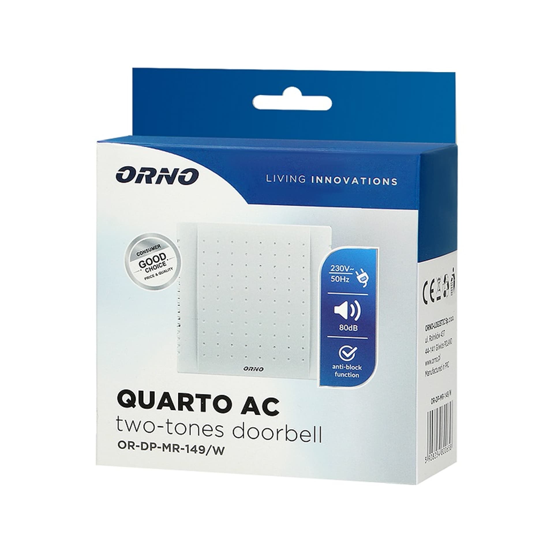 

DZWONEK GONG DWUTONOWY 230V QUATRO AC CZARNY