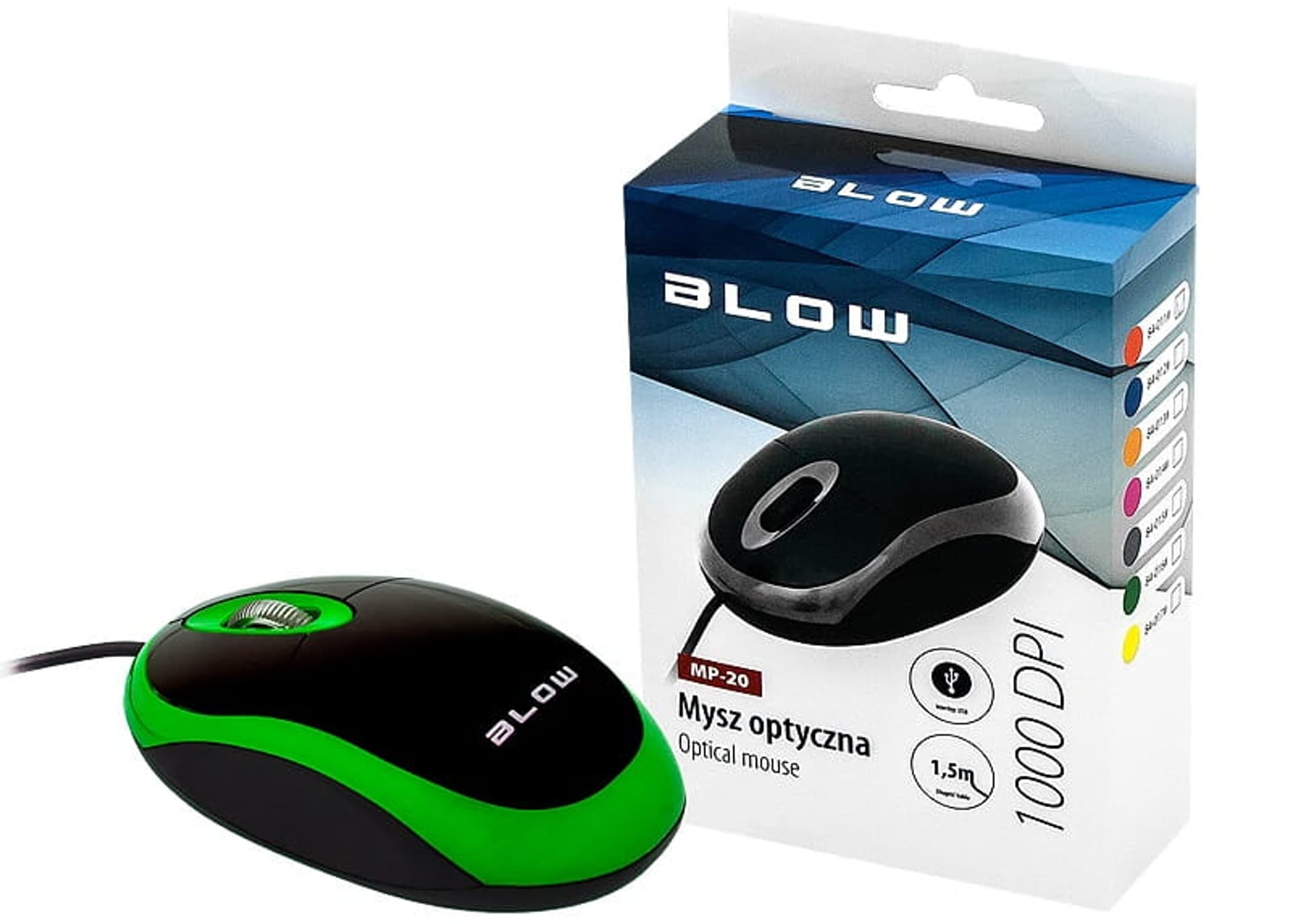 

Mysz optyczna BLOW MP-20 USB zielona MP-20 zielona