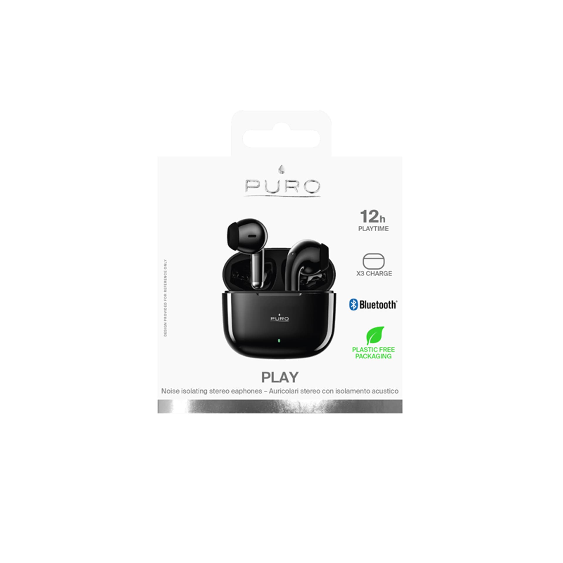 

PURO PLAY 5.0 TWS – Bezprzewodowe słuchawki Bluetooth V5.0 z etui ładującym (Czarny)