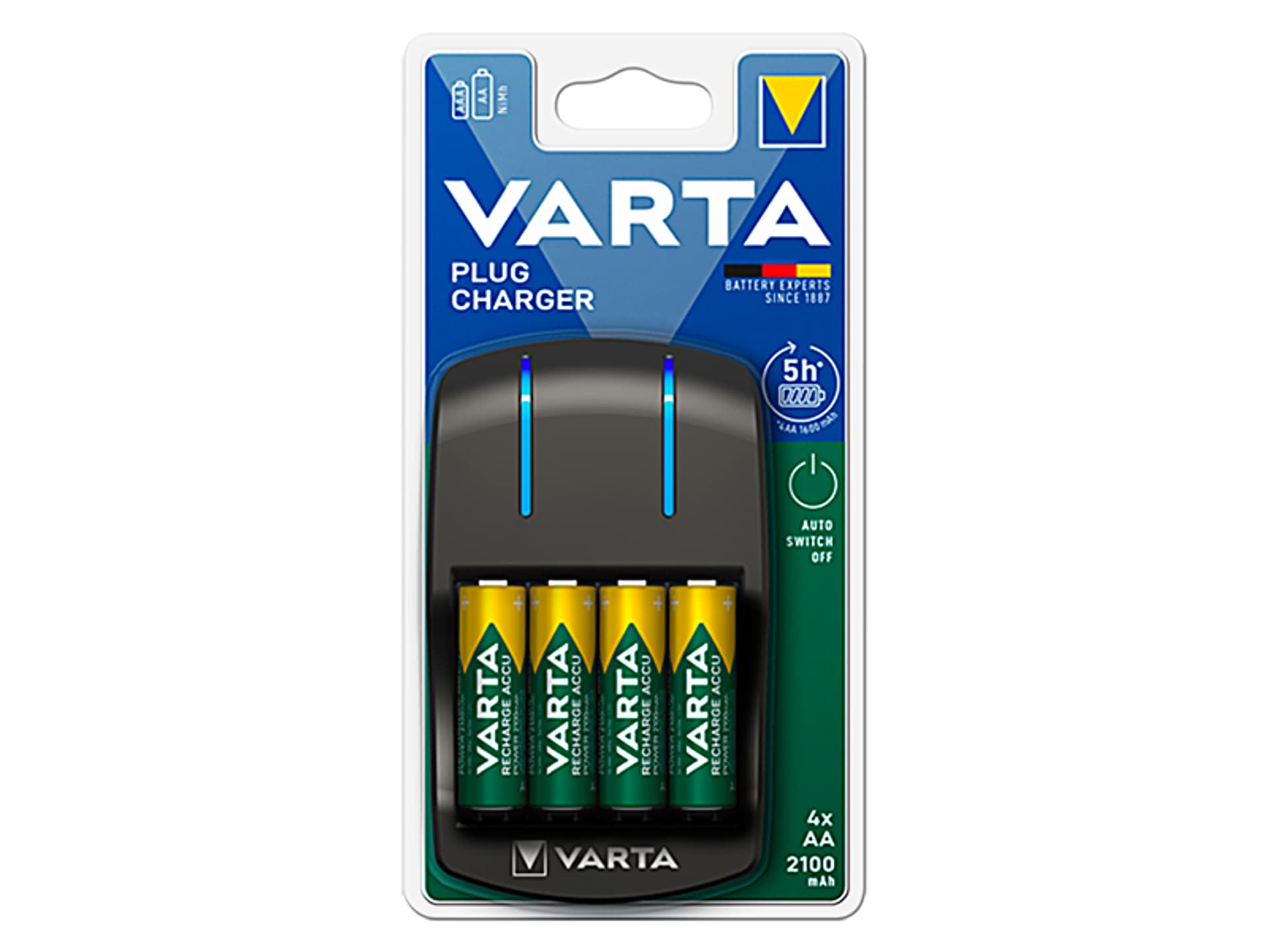 

Ładowarka VARTA + 4x AA 2100MAh PLUG 4x AA/AAA