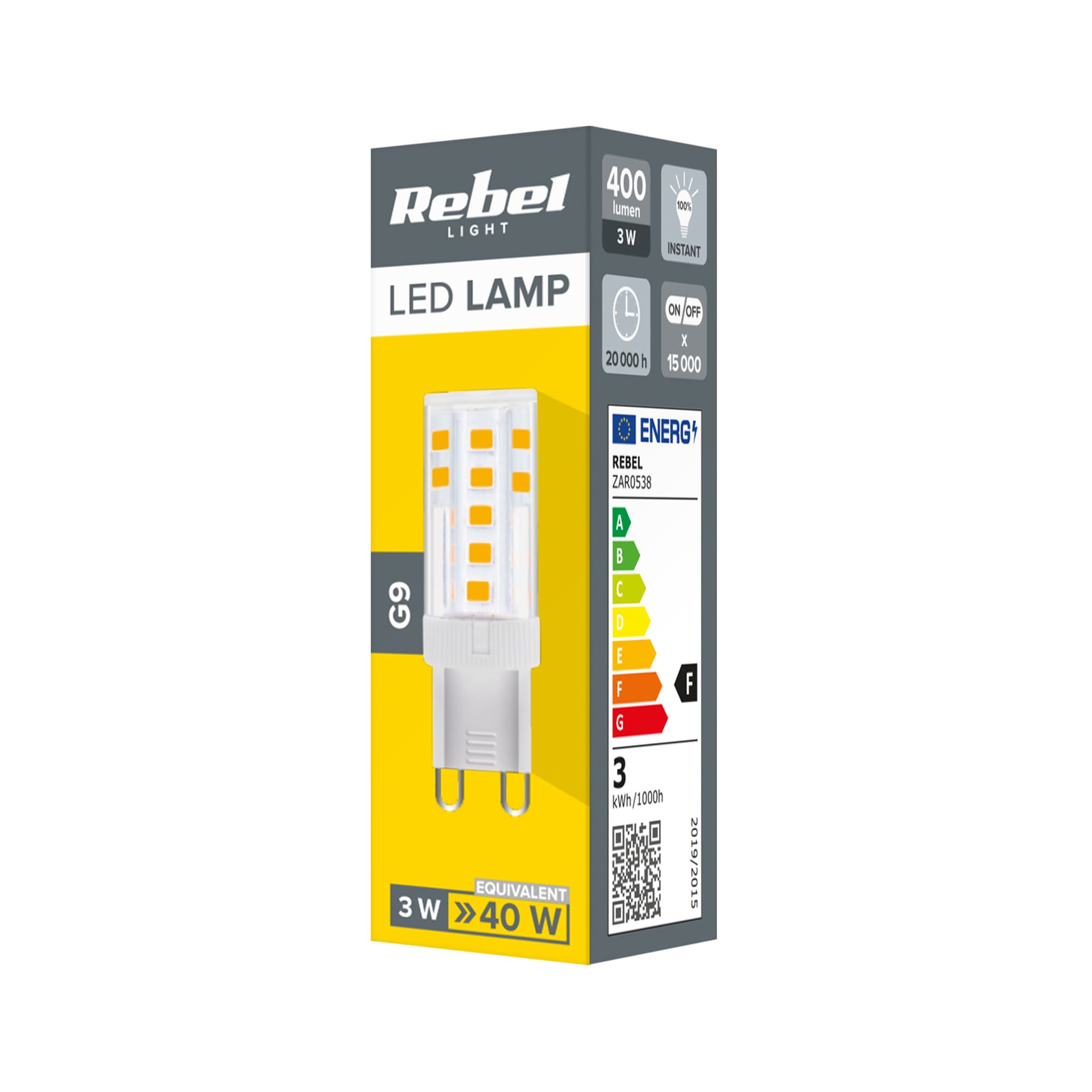 

Lampa Led Rebel G9, 3W, 4000K, 230V
