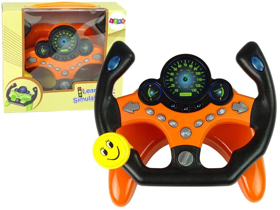 Interactive sports steering wheel orange for kids light sounds Wasserman.eu
