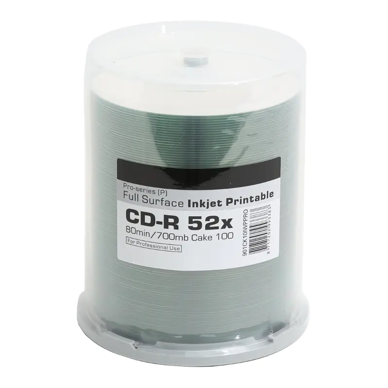 TRAXDATA RITEK CD-R 700MB 52X PRO WHITE INKJET PRINT. FULL CAKE*100 ...