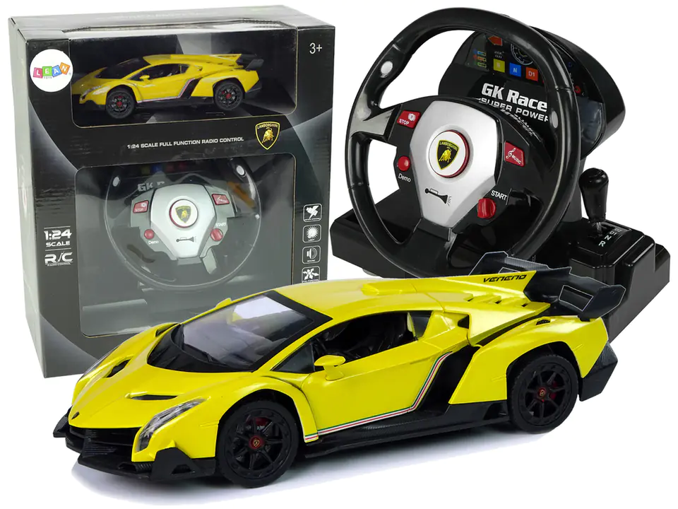 Auto Remote Control Lamborghini Veneno Yellow 2.4 G Remote Control Steering Wheel Sound Light Wasserman.eu