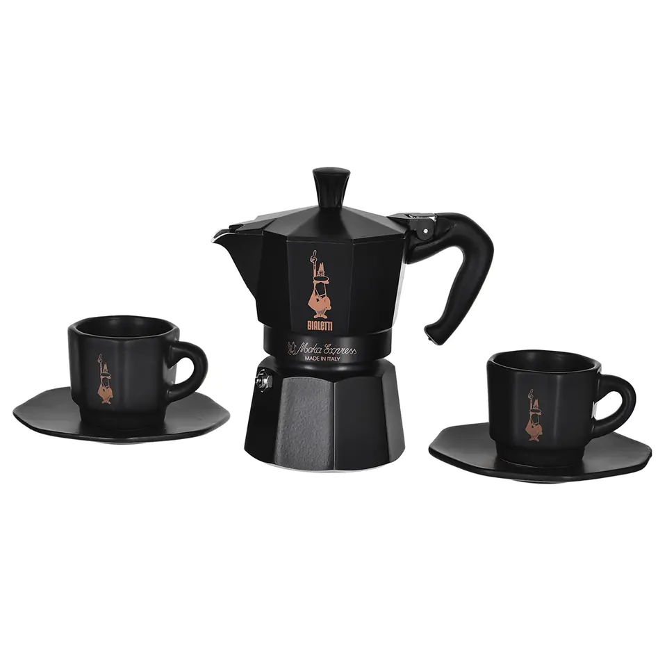 BIALETTI MOKA EXPRESS SET 3TZ BLACK+2 CUPS | Wasserman.eu