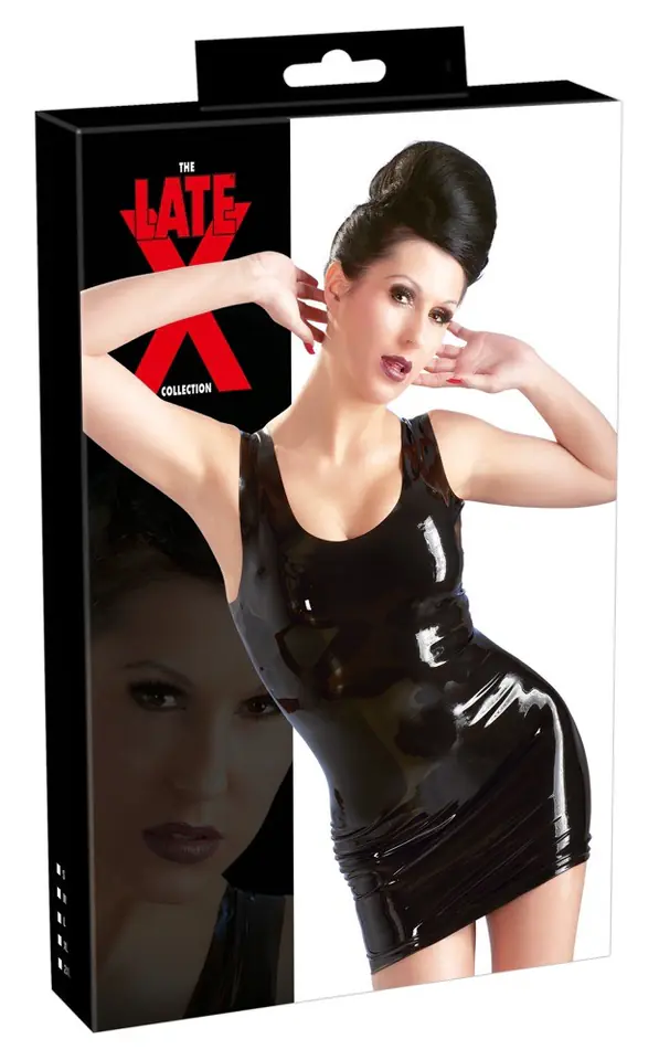 sleeveless formal women's black off the shoulder dress Latex Open Back Lace-Up Mini Dress with Deep Chest Cut-out main image 0