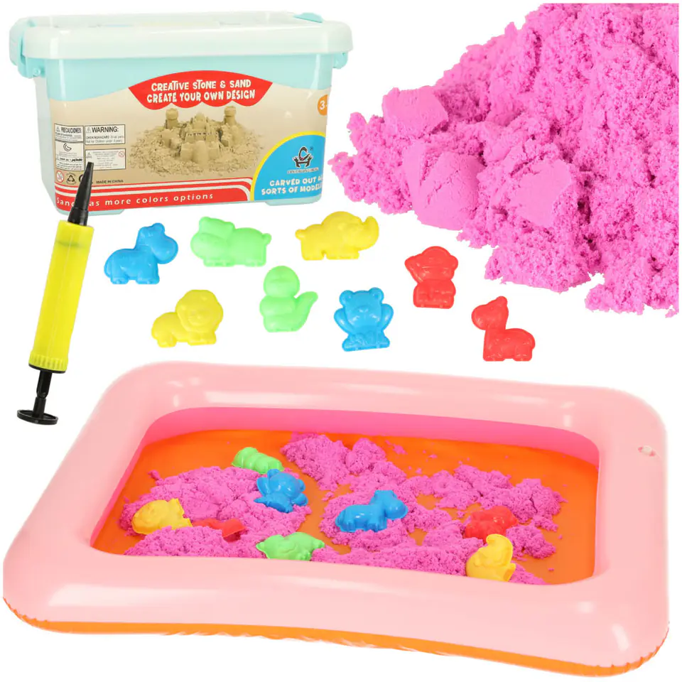 Kinetic sand in a bucket 1kg sandbox 8 molds Wasserman.eu