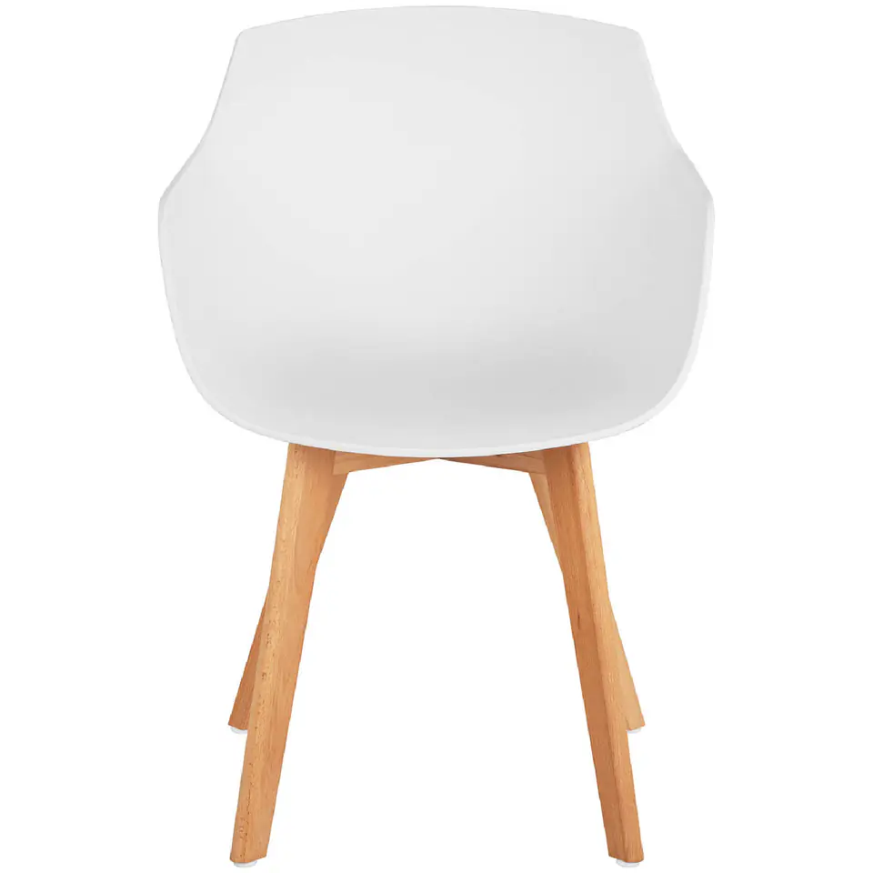 White bucket chair wooden legs top