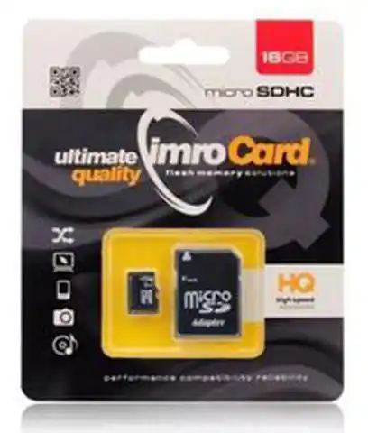 ⁨Zestaw kart pamięci IMRO 10/16G UHS-I ADP (16GB; Class U1; + adapter)⁩ w sklepie Wasserman.eu
