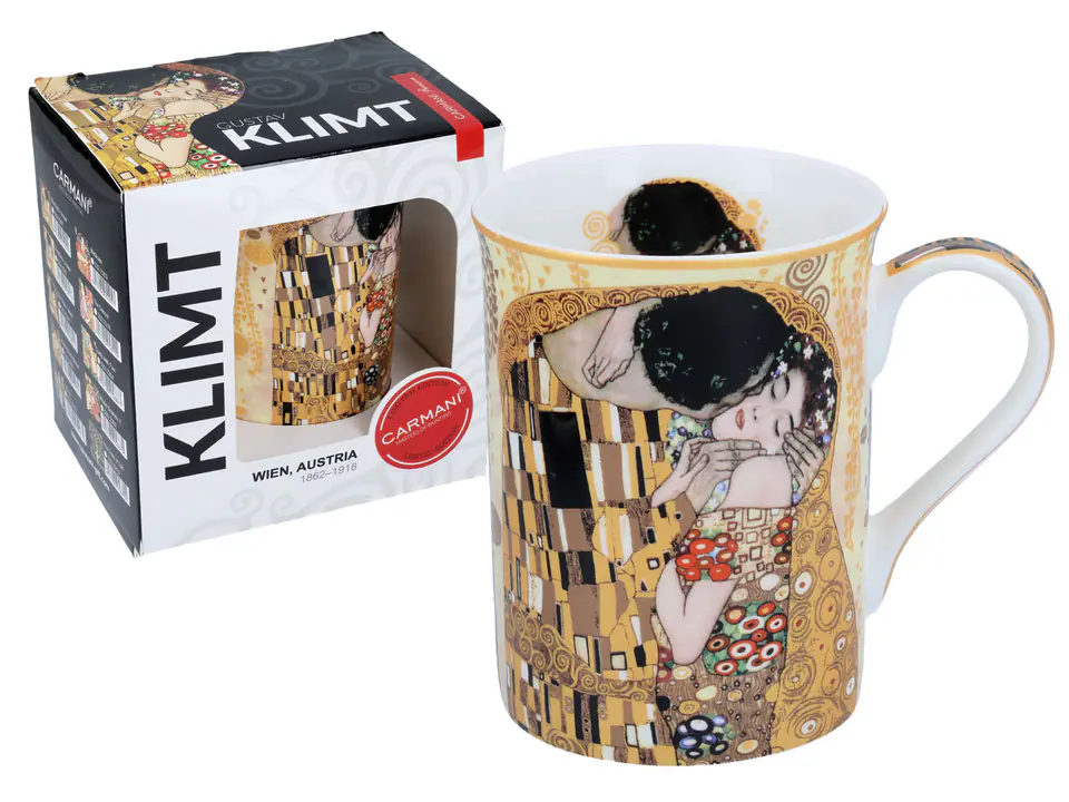 ⁨Kubek Classic New - G. Klimt, Pocałunek (kremowe tło, CARMANI)⁩ w sklepie Wasserman.eu