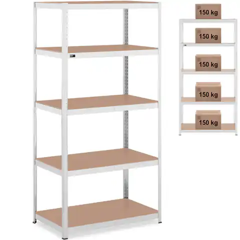 ⁨Metal storage rack 5 shelves 750 kg 100 x 60 x 197 cm grey⁩ at Wasserman.eu