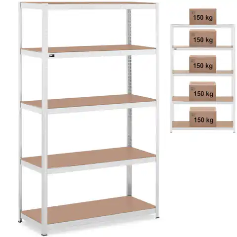 ⁨Metal storage rack 5 shelves 750 kg 120 x 50 x 197 cm grey⁩ at Wasserman.eu