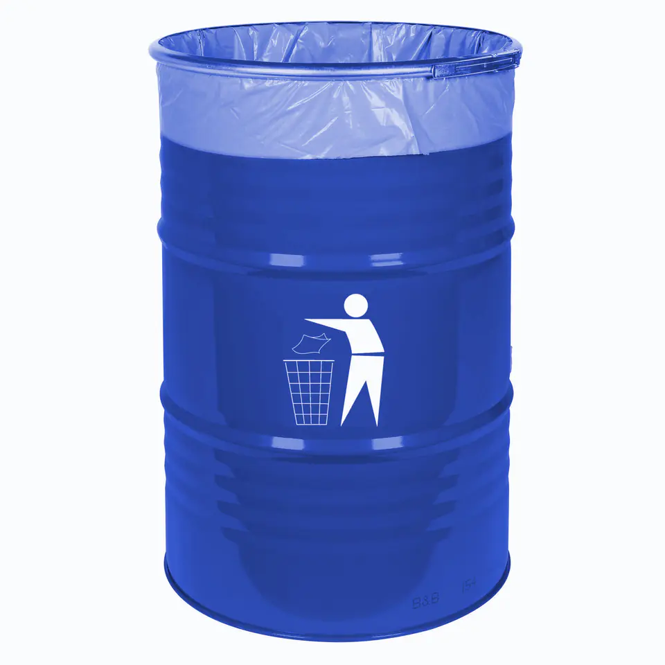 ⁨Outdoor Bucket Container Durable Steel Barrel 200L - Blue⁩ at Wasserman.eu