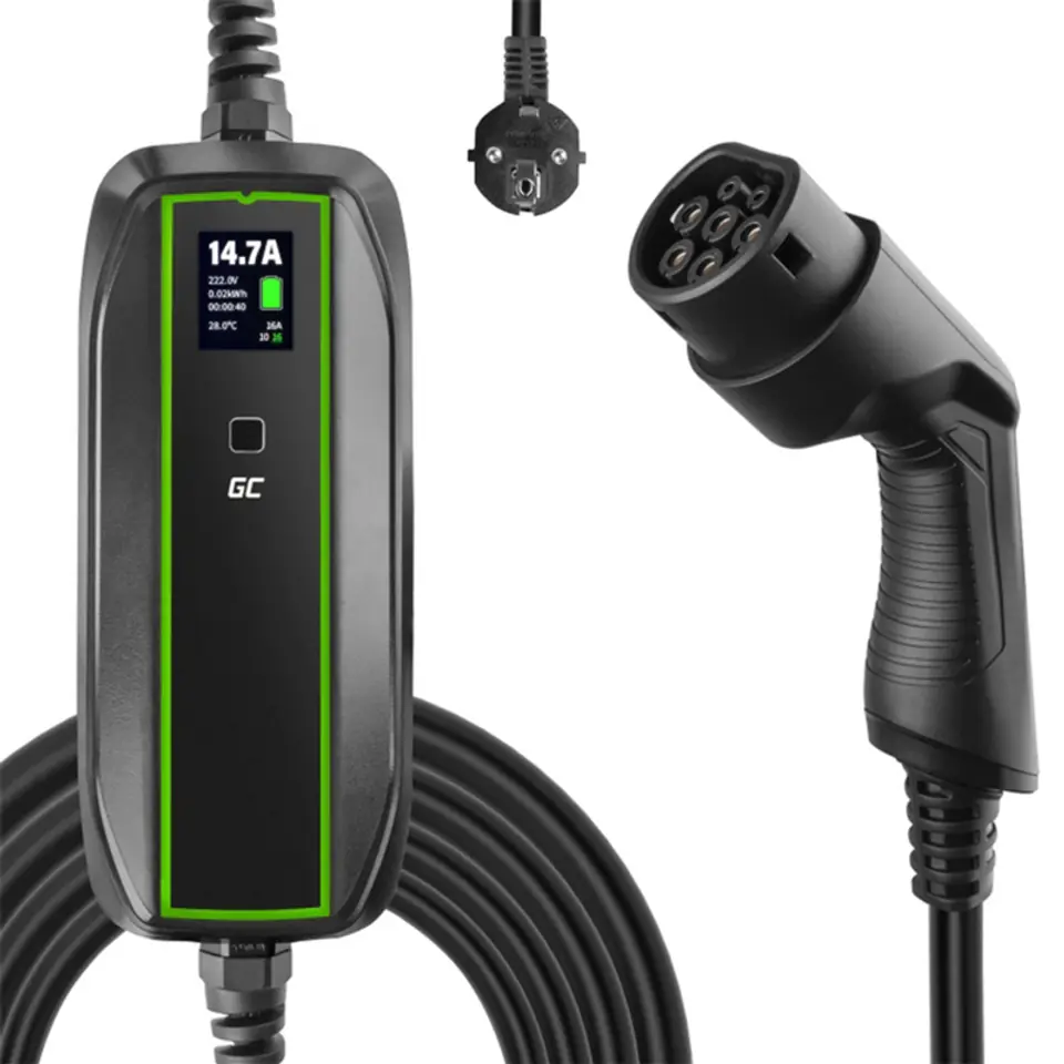 ⁨Green Cell - Ładowarka mobilna GC EV PowerCable 3,6kW Schuko - Type 2 do ładowania samochodów elektrycznych i hybryd Plug-In⁩ w sklepie Wasserman.eu