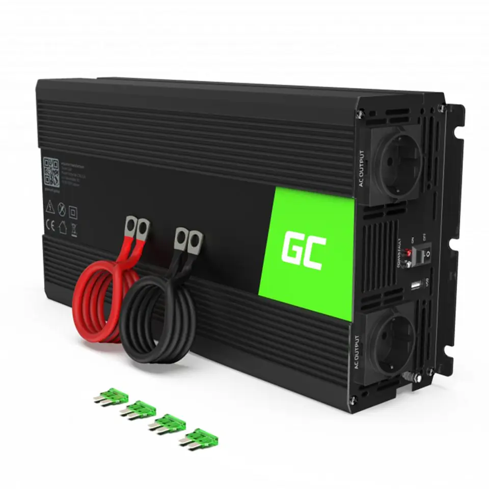 ⁨Green Cell - Przetwornica napięcia Inwerter 12V na 230V 1500W/3000W Modyfikowana sinusoida⁩ w sklepie Wasserman.eu