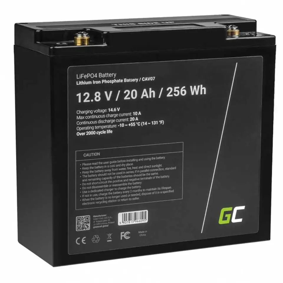 ⁨Green Cell - Akumulator LiFePO4 12V 12.8V 20Ah do systemów fotowoltaicznych, kamperów i łódek⁩ w sklepie Wasserman.eu