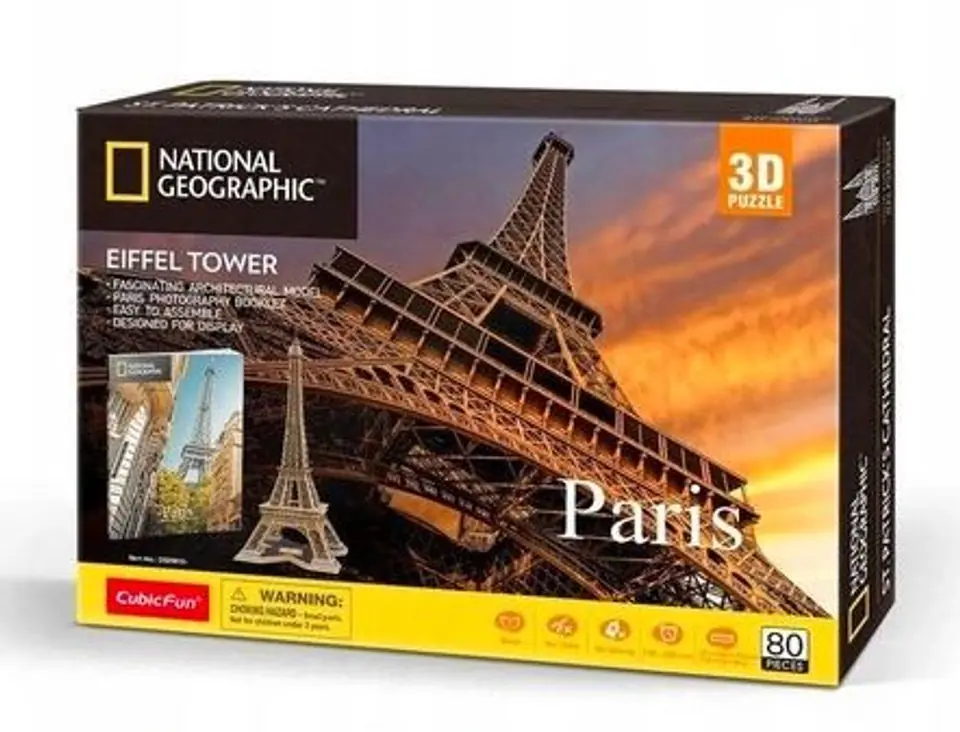 ⁨Puzzle 3D National Geographic Paryż Wieża Eiffla 80 elementów⁩ w sklepie Wasserman.eu