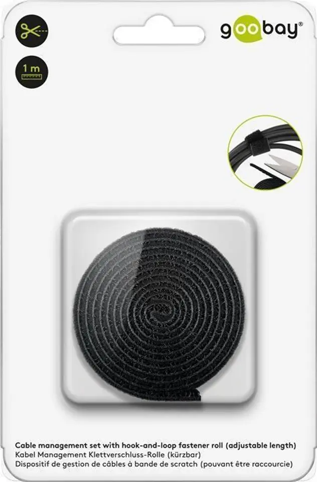 ⁨Cable organizer Velcro band 1m black Goobay⁩ at Wasserman.eu