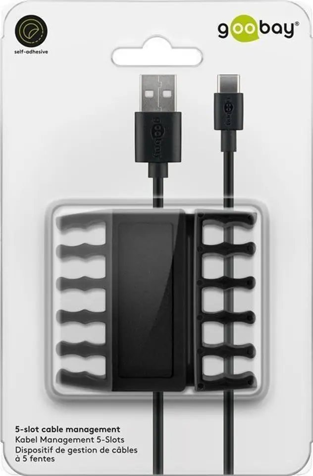 ⁨Cable organizer glue 3M black for 5 cables Goobay⁩ at Wasserman.eu