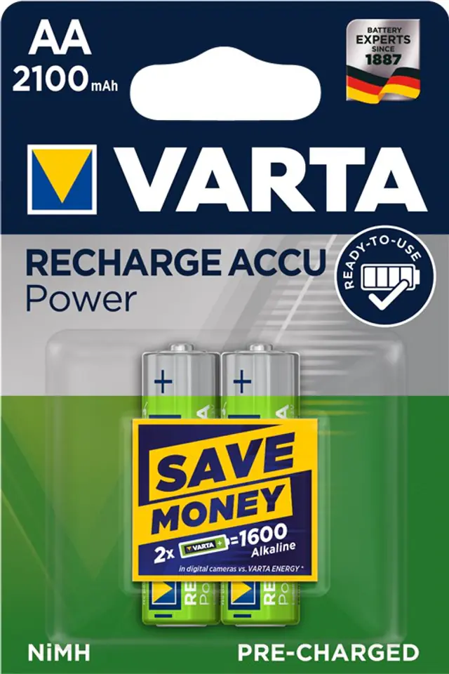 ⁨VarTA LR06 AA 1.2V 2100mAh Battery 2pcs⁩ at Wasserman.eu