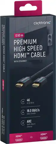 ⁨CLICKTRONIC HDMI 2.0 Kabel 4K 60Hz 0.5m⁩ im Wasserman.eu
