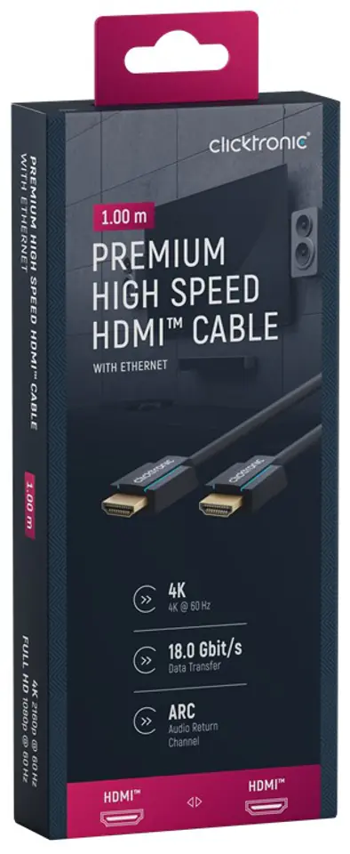 ⁨CLICKTRONIC HDMI 2.0 cable 4K 60Hz 1m⁩ at Wasserman.eu