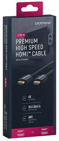 ⁨CLICKTRONIC HDMI 2.0 Cable 4K 60Hz 1.5m⁩ at Wasserman.eu