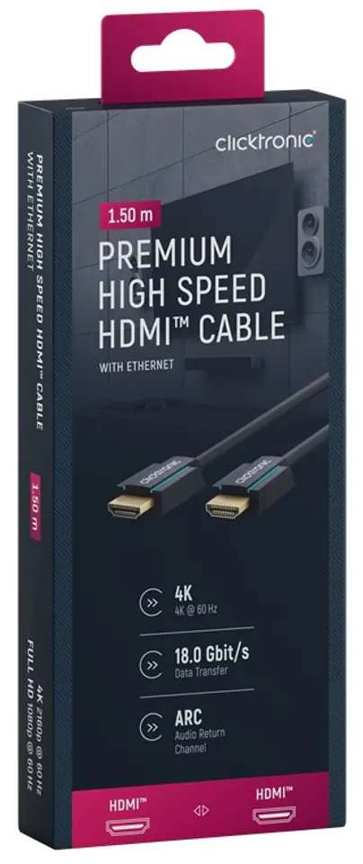 CLICKTRONIC HDMI 2.0 Cable 4K 60Hz 1.5m at Wasserman.eu