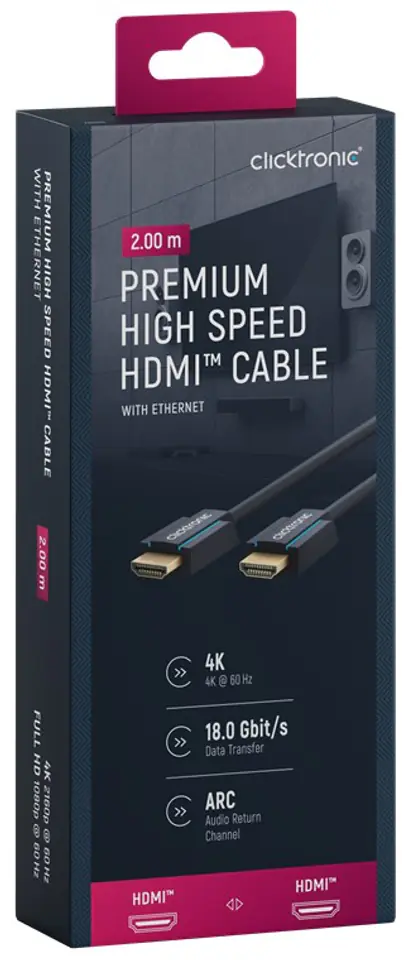 ⁨CLICKTRONIC HDMI 2.0 Cable 4K 60Hz 2m⁩ at Wasserman.eu