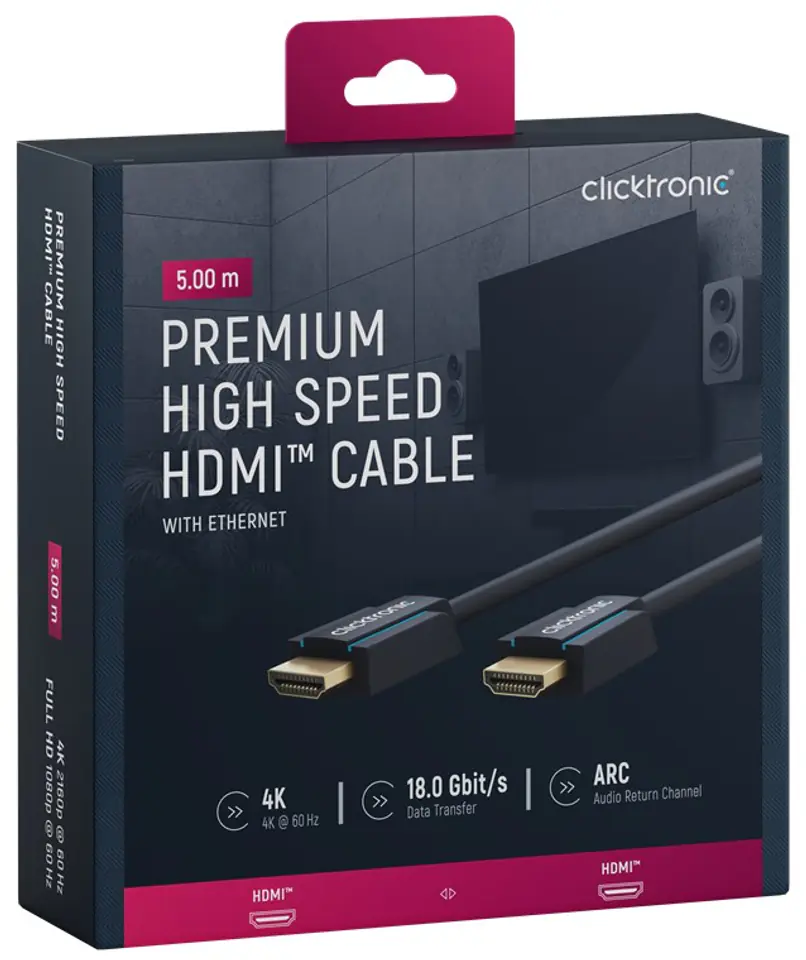 ⁨CLICKTRONIC HDMI 2.0 cable 4K 60Hz 5m⁩ at Wasserman.eu