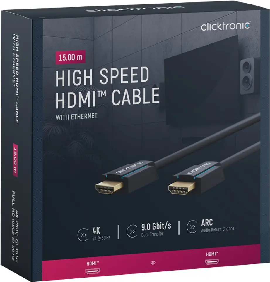 ⁨CLICKTRONIC HDMI 1.4 Full HD Cable 15m⁩ at Wasserman.eu