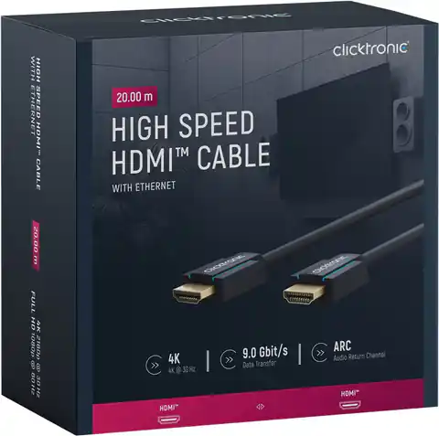 ⁨CLICKTRONIC Kabel HDMI 1.4 Full HD 20m⁩ w sklepie Wasserman.eu