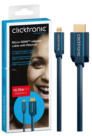 ⁨CLICKTRONIC HDMI - micro HDMI 2.0 cable 4K 60Hz 1m⁩ at Wasserman.eu