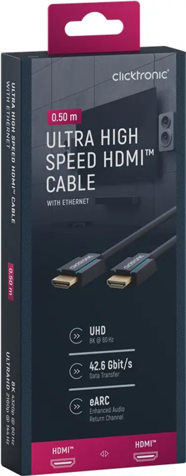 ⁨CLICKTRONIC HDMI 2.1 cable 8K 60Hz 0.5m⁩ at Wasserman.eu