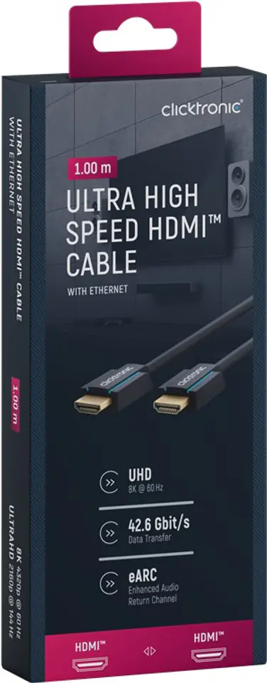 ⁨CLICKTRONIC HDMI 2.1 Cable 8K 60Hz 1m⁩ at Wasserman.eu