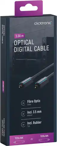 ⁨CLICKTRONIC Kabel optyczny Toslink + ad. Jack 1m⁩ w sklepie Wasserman.eu