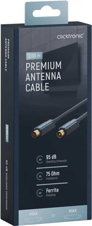 ⁨CLICKTRONIC Przyłącze TV IEC kabel antenowy 2m⁩ w sklepie Wasserman.eu